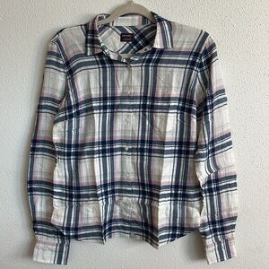 UNTUCKit De Toren Women’s Plaid Long Sleeve Button Down Shirt Sz 2